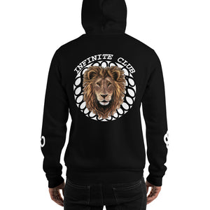 INFINITE LION BLACK HOODED SWEATSHIRT WITH SLEEVE DESIGNS